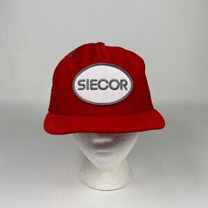 Vintage Siecor Snapback Mesh Trucker Hat Cap Logo Patch Made in USA No Foam